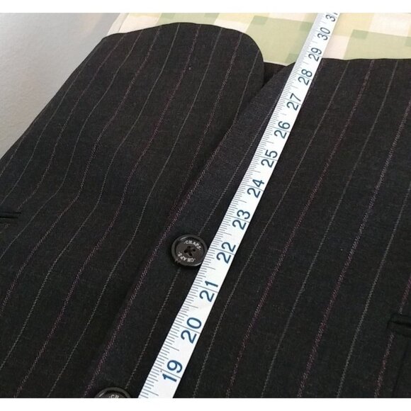 Chap's Men's Gray & Pink Stripes Long Sleeve Wool Suit Buttoned Jacket Size 38 R - Picture 10 of 11